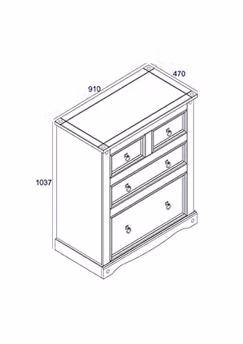 Core Products Corona 2+2 Chest of Drawers in Grey and Waxed Pine – 3