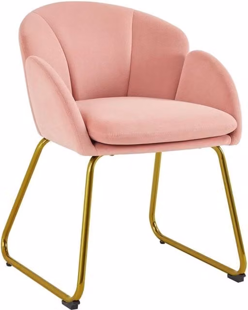 Kelvenix Flower Shape Velvet Vanity Chair in Pink