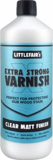 Littlefair's Extra Strong Water Based Indoor Wood Varnish, Matt, Clear, 1 l