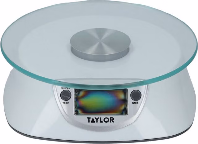 Taylor Digital Kitchen Scale with Glass Top, 5kg Capacity, Silver