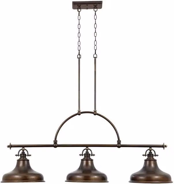 Elstead Emery 3 Light Bar Pendant Chandelier in Bronze with E27 Bulb Holder
