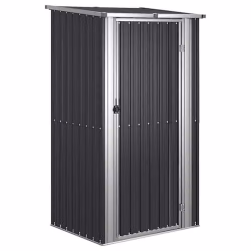 vidaXL Anthracite Galvanised Steel Garden Shed W/D/H: 118.5 x 97 x 209.5 cm