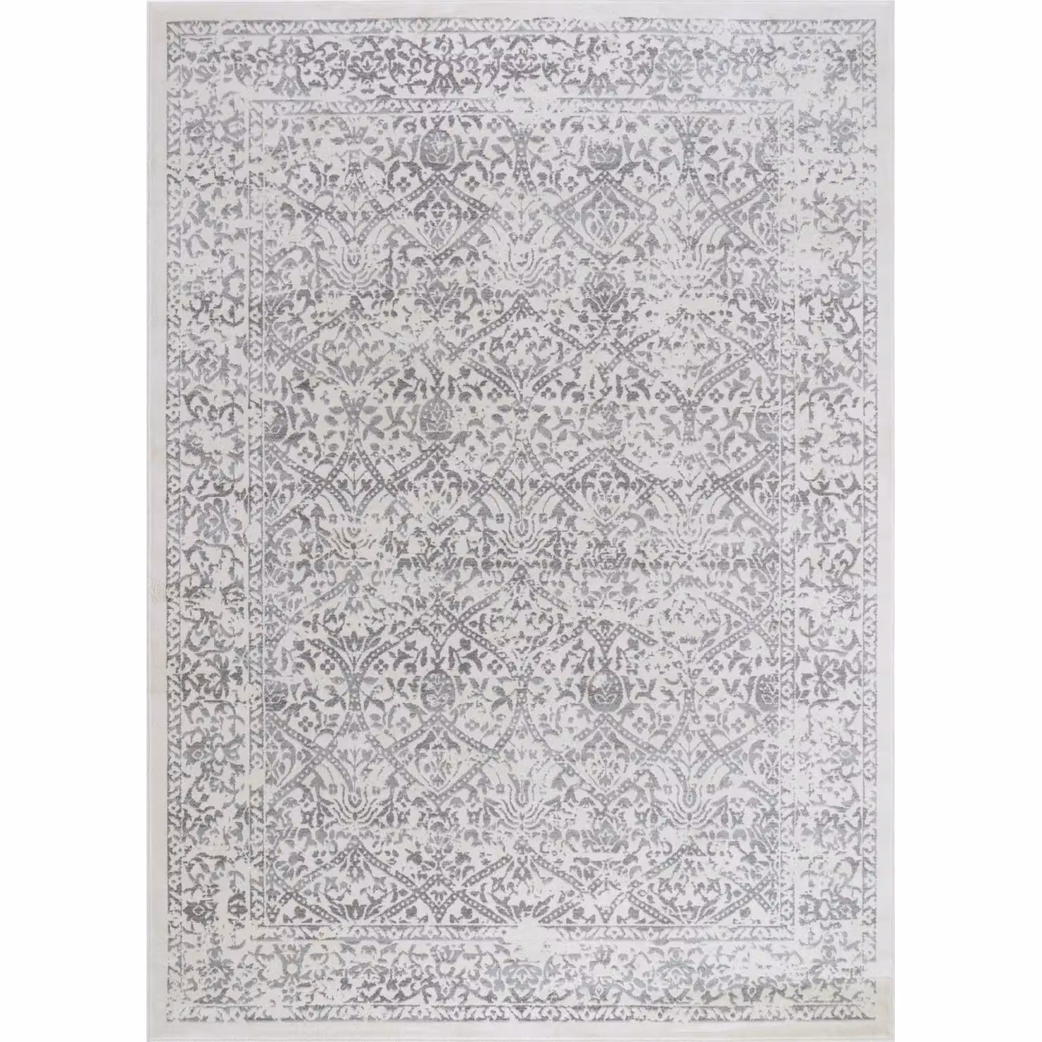 Livabliss Roma Vintage Boho Rectangular Rug in White and Grey, W: 140 cm, L: 200 cm – 2
