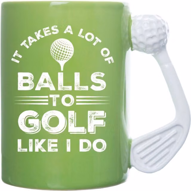 Boxer Gifts It Takes Balls' Golf Ceramic Mug, Multicolour and Green