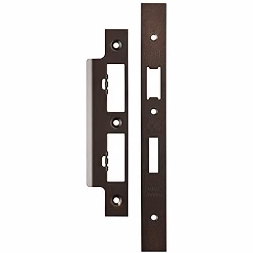 Loops Forend Strike and Fixing Pack for DIN Euro Sash and Bathroom Locks in Matt Bronze – 1