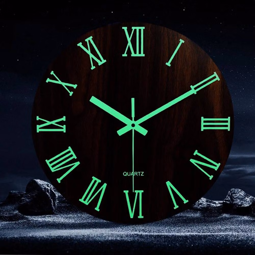 Kelvenix Round Wooden Wall Clock in Brown, Silent Analog Design, Diameter: 30.48 cm – 4