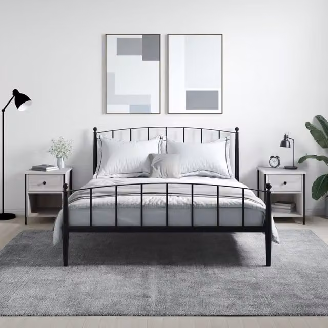 Berkfield Home Set of 2 Grey Sonoma Bedside Cabinets, W: 40 cm, D: 42 cm, H: 50 cm