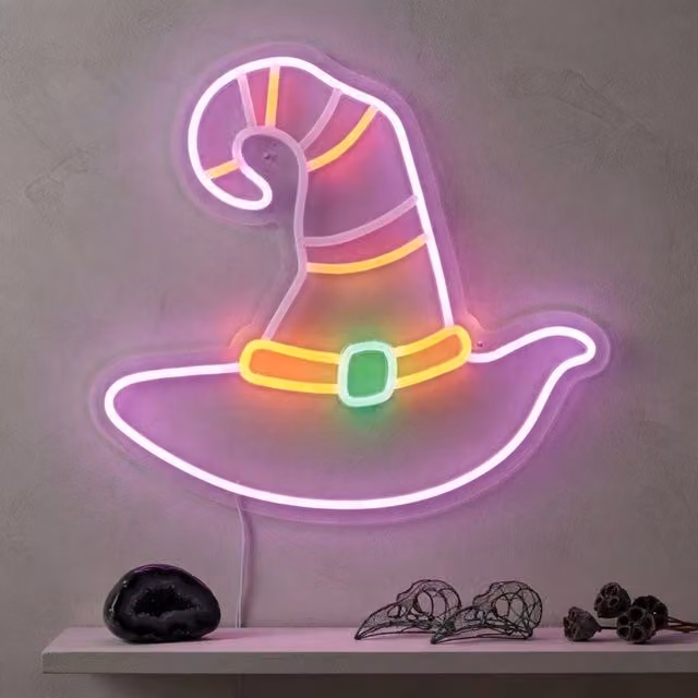 Garden Greatness NeonEsque LED Witch's Hat Halloween Multicolour Wall Light