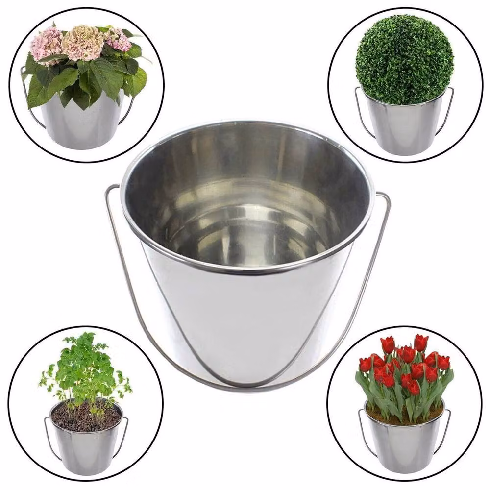 VOGREX 12 Litre Heavy Duty Stainless Steel Pail Bucket in Silver – 4