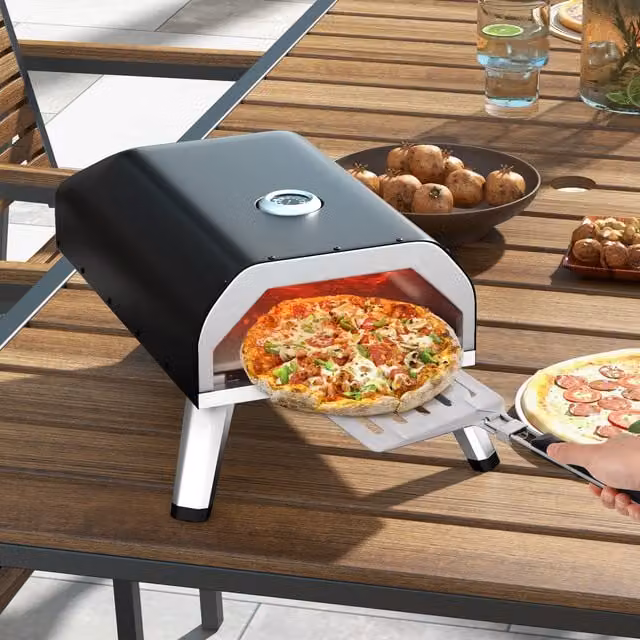 COSTWAY 4KW Portable Foldable Electric Pizza Oven in Black