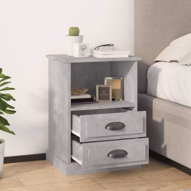 Berkfield Home Elegant Bedside Cabinet in Concrete Grey, W/D/H: 43 x 36 x 60 cm – 1