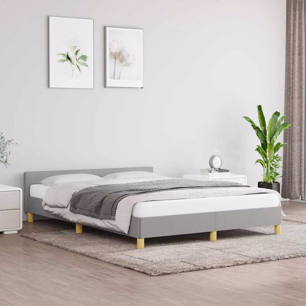 Berkfield Home Upholstered Super King Bed Frame with Headboard, Grey, W/D/H: 180 x 200 x 186 cm – 2