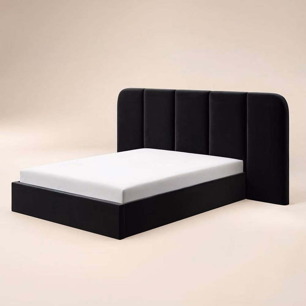 Solace+Co Sienna Hotel Ottoman Bed in Black Velvet, W/D/H: 180 x 200 x 261 cm – 3