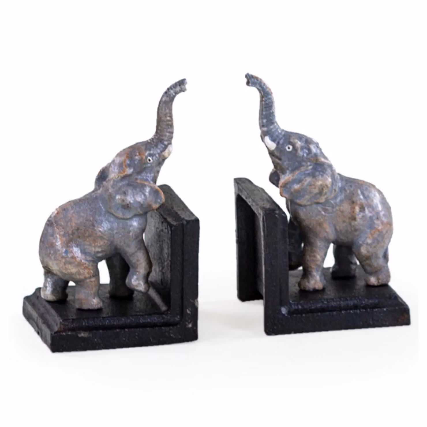 Madison & Mayfair Antique Pair of Elephant Bookends in Grey Cast Iron – 3