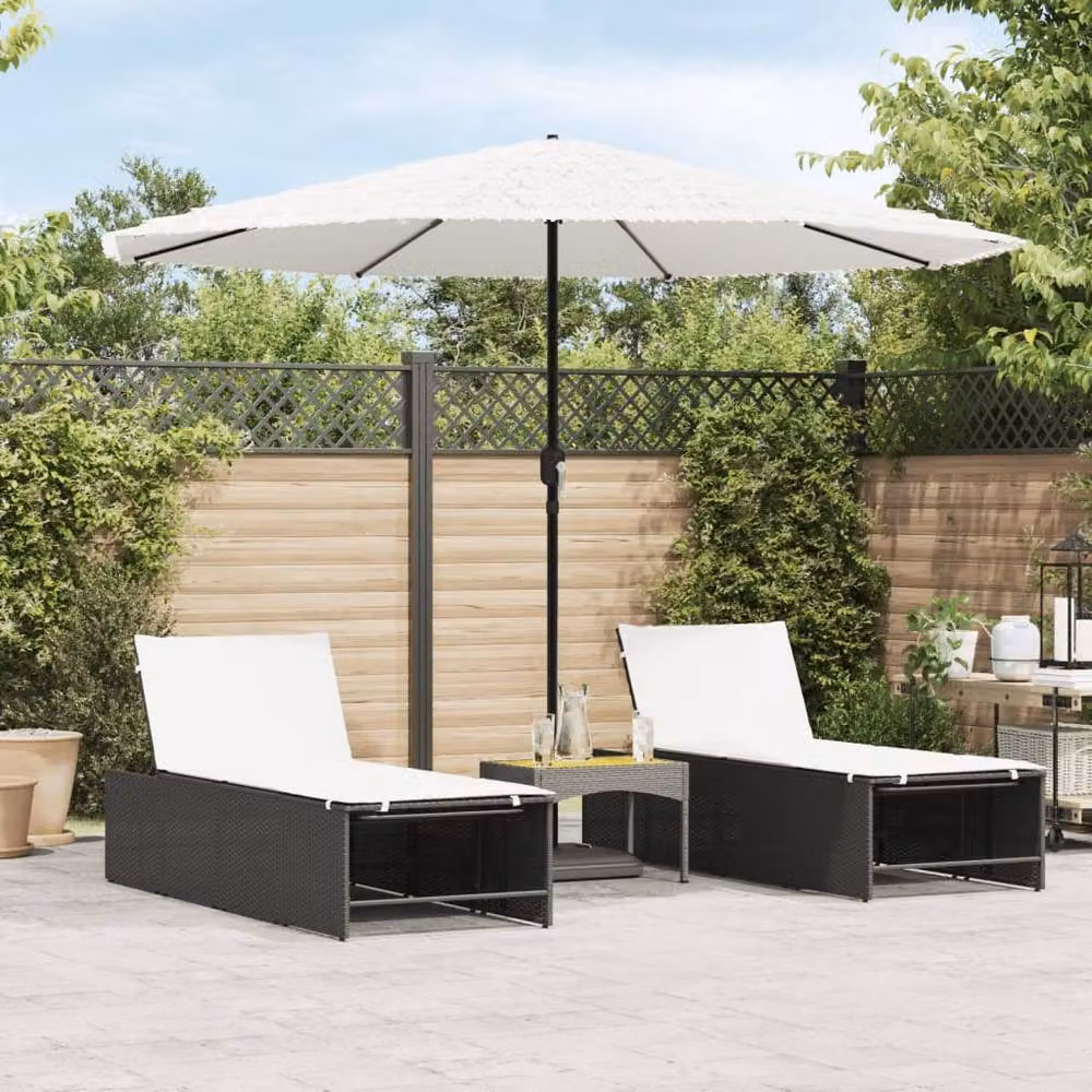 Berkfield Home Garden Parasol in White with Steel Pole, W/D/H: 324 x 324 x 247 cm – 2