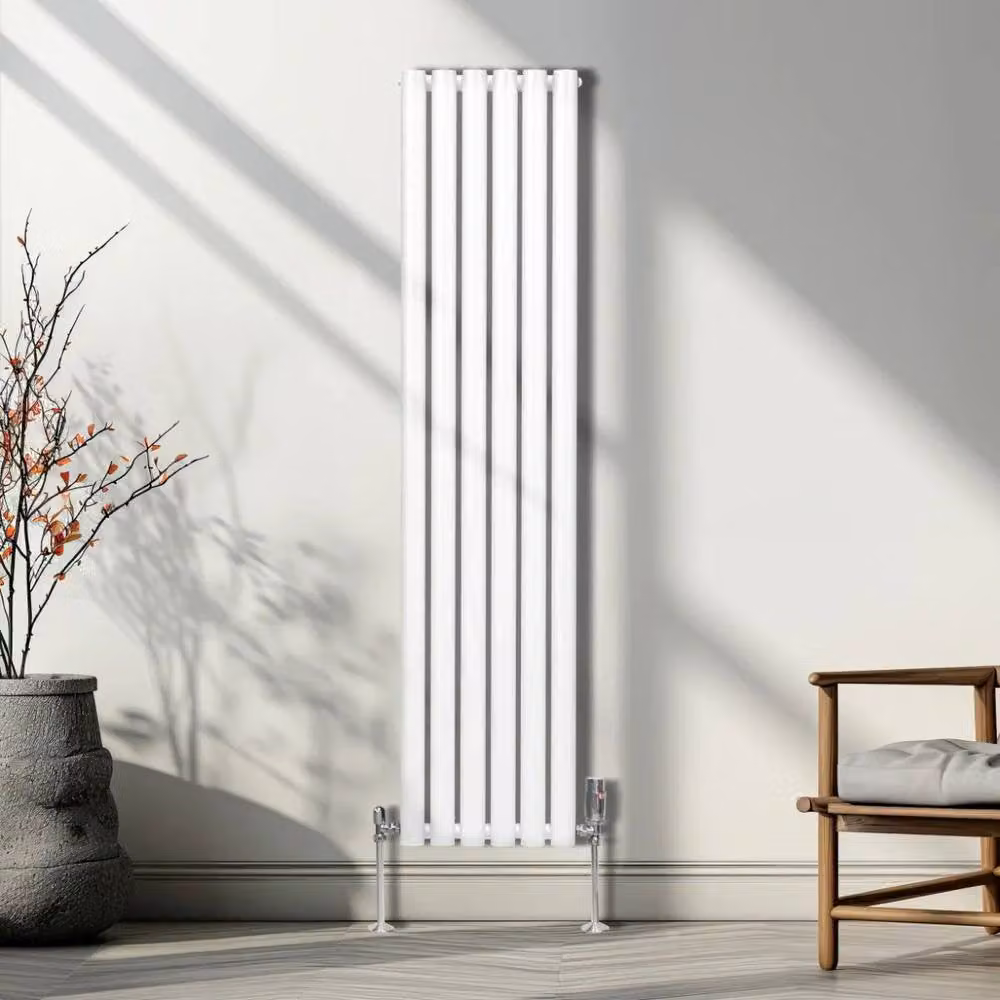 Monstershop Oval Column Radiator and Valves with Thermostat Head, White, H: 160 cm, W: 36 cm, D: 36 cm – 2