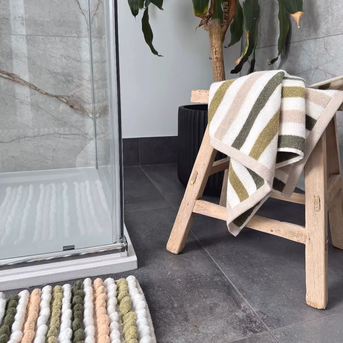 Allure Bath Fashions Cali Striped Cotton Hand Towels, Pack of 2, Green, W/D/H: 50 x 85 cm – 3