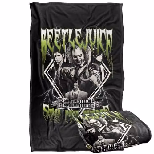 LOGOVISION Beetlejuice Beetlejuice 2 (2024) Group Band Super Soft Silky Touch Fleece Throw Blanket, Multicolour, W: 91 cm, D: 147 cm – 1