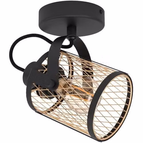 Loops Modern Black Metal Ceiling Spotlight with Adjustable E27 Socket