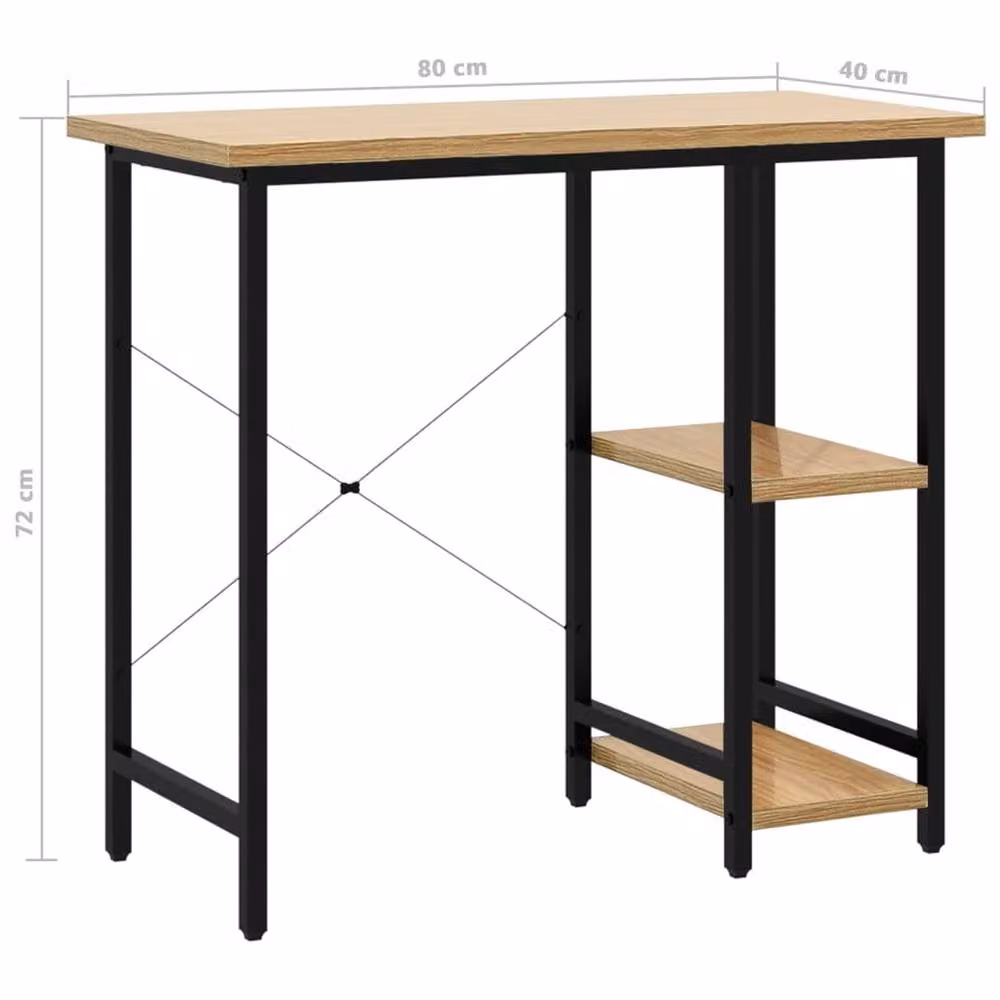 Berkfield Home Computer Desk in Black and Light Oak, W/D/H: 80 x 40 x 72 cm – 5