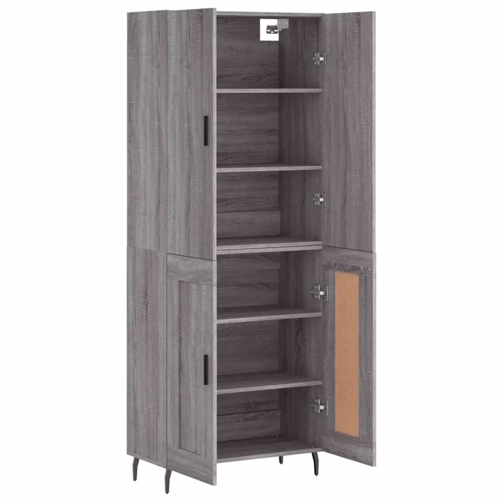 Berkfield Home Grey Sonoma Highboard with Hinged Doors and Internal Shelves, W/D/H: 69.5 x 34 x 180 cm – 3
