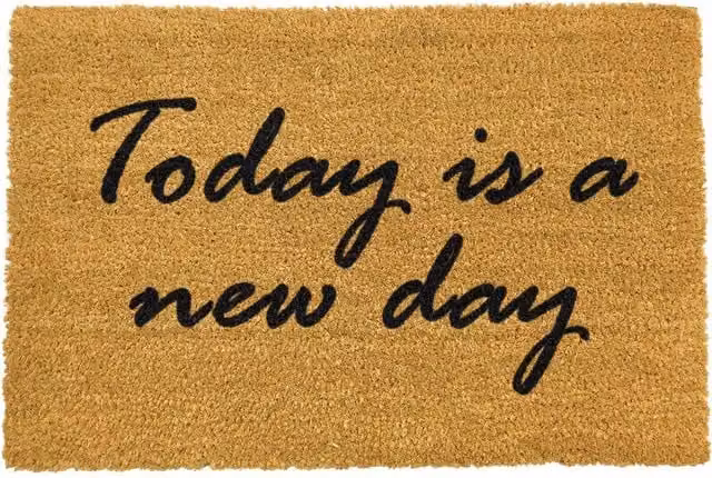 Artsy Mats Today is a New Day Coir Doormat, Black and Brown, W: 60 cm, D: 40 cm