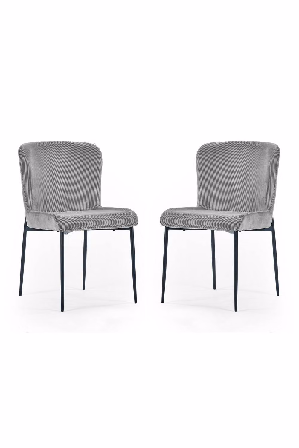 Julian Bowen Leonie Set of 2 Modern Grey Velvet and Fabric Dining Chairs with Metal Legs – 2