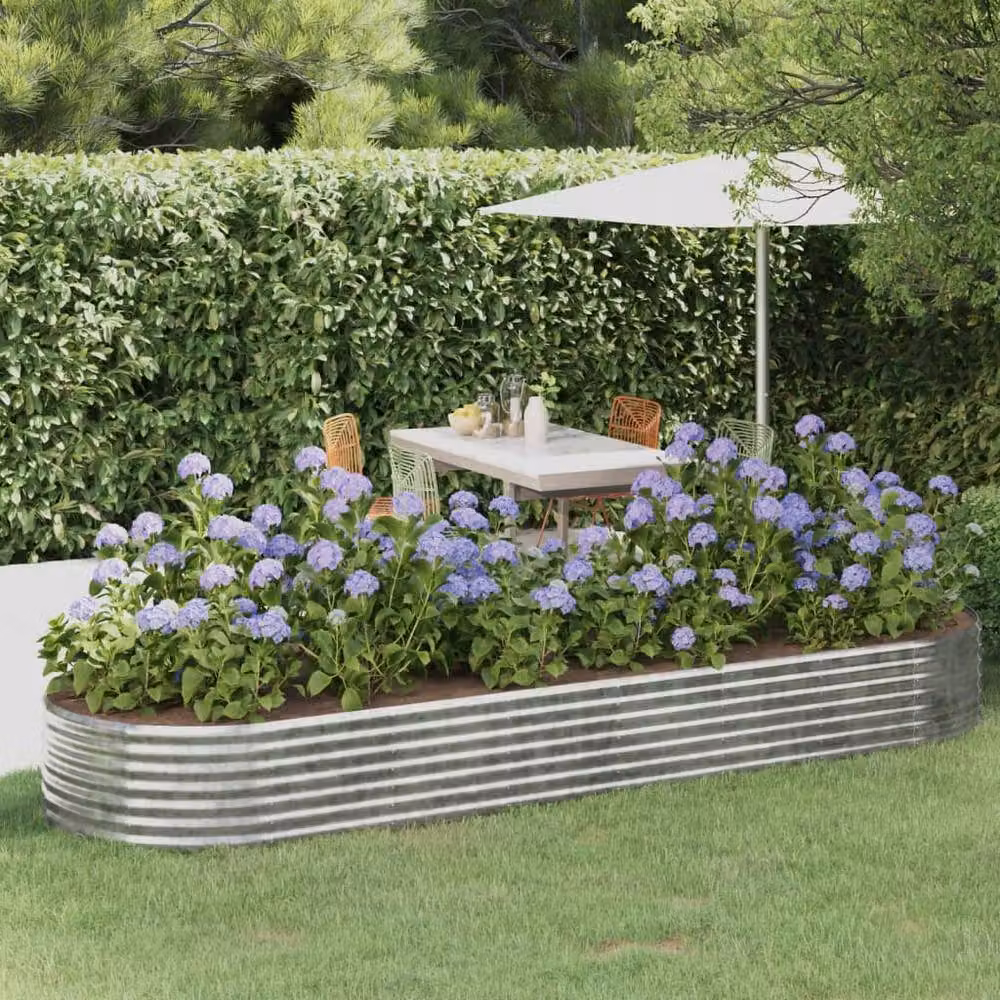 Berkfield Home Garden Powder-coated Steel Raised Bed in Silver, W/D/H: 322 x 100 x 36 cm – 2