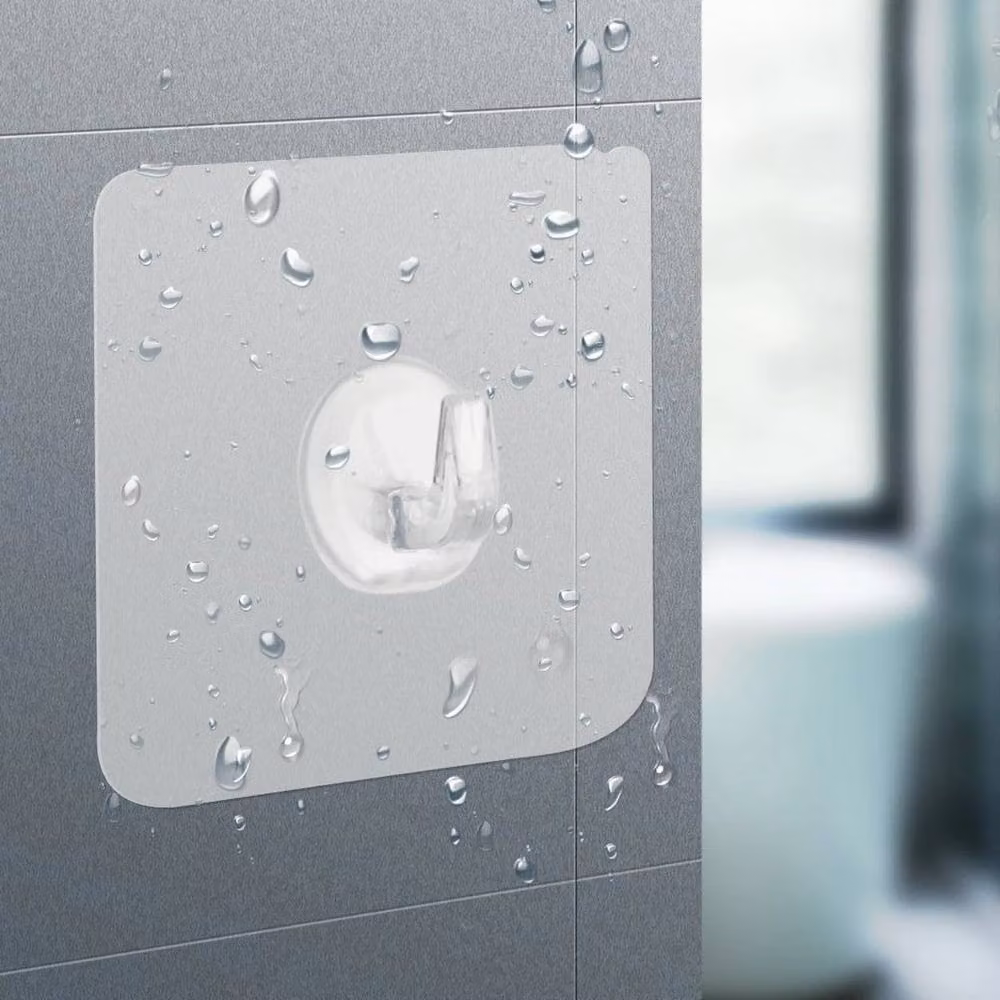 FLAVORA Heavy Duty Transparent Self Adhesive Plastic Hooks in Clear, 500mm – 2