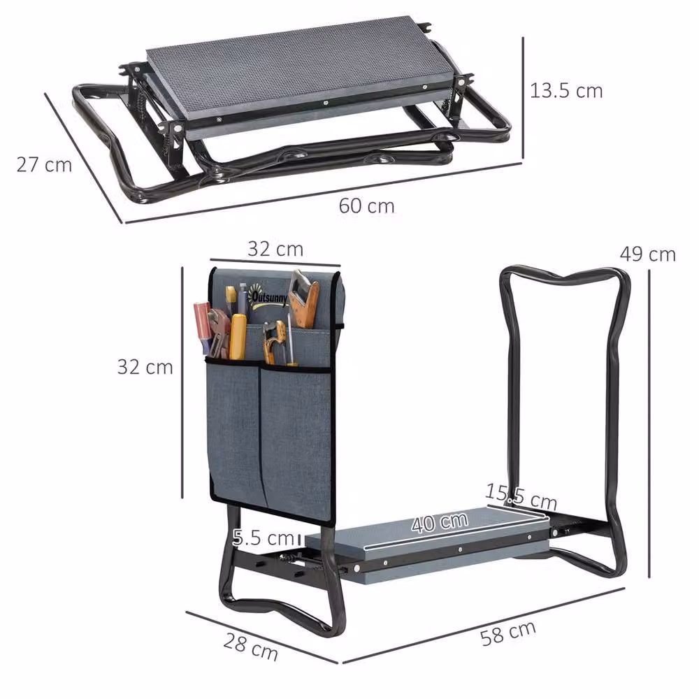 Kelvenix Foldable Garden Kneeler and Seat Bench in Black – 2