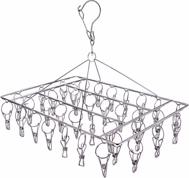 Nordara 36 Clip Underwear and Sock Hanger Laundry Airer Dryer Rack in Silver