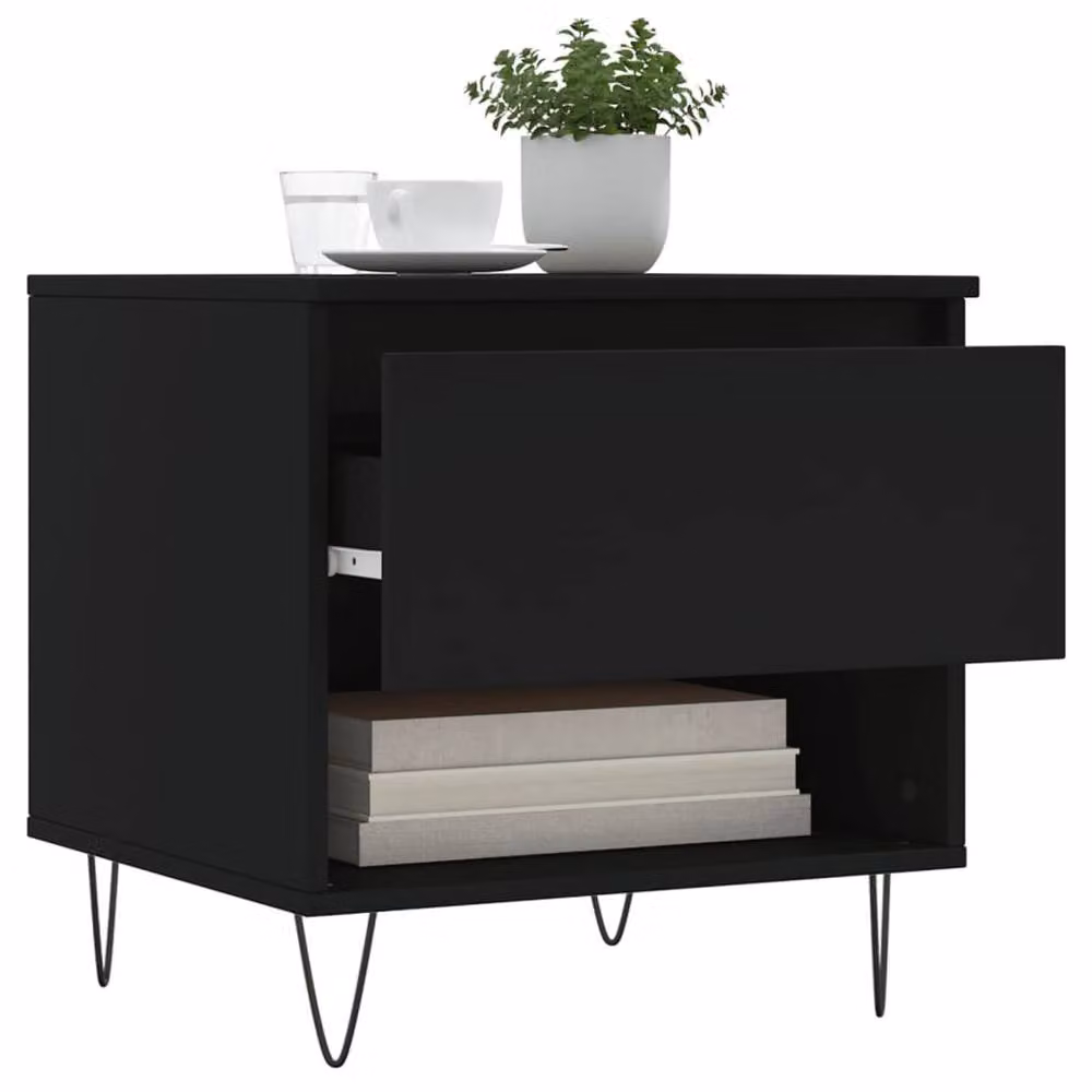 Berkfield Home Modern Coffee Table Set of 2 in Black, W/D/H: 50 x 46 x 50 cm – 3