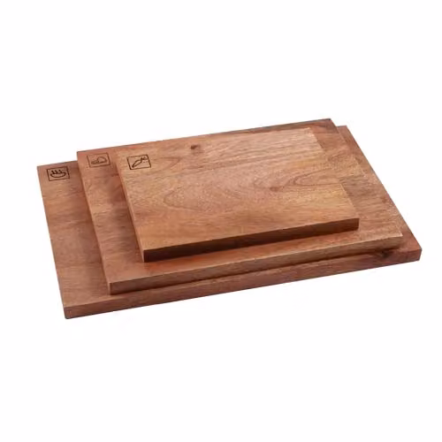 Tower Set of 3 Rectangular Mango Wood Chopping Boards in Brown for Food Preparation and Serving – 1