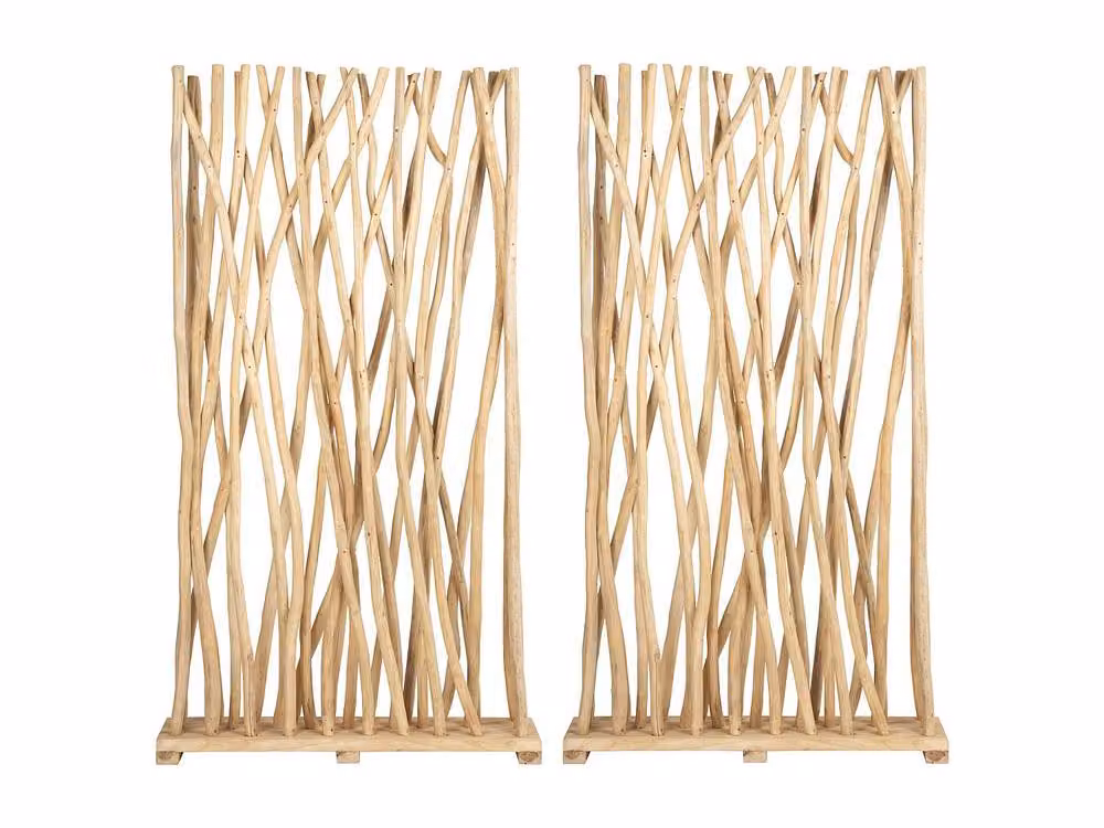 Vente-unique Set of 2 Teak Wood Room Dividers in Light Oak, W: 100 cm, D: 25 cm, H: 180 cm – 2