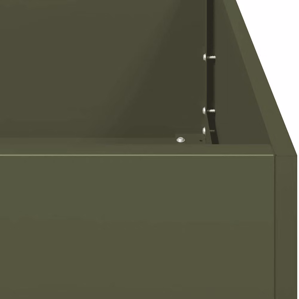 Berkfield Home Steel Planter in Olive Green, W/D/H: 360 x 80 x 40 cm – 4