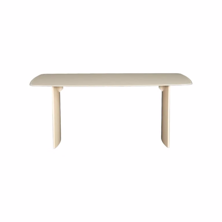 sweeek Modern Rectangular Dining Table with Matt Sandblasted Tempered Glass Top, Seats 8, Cream/Beige, W/D/H: 180 x 90 x 75.5 cm