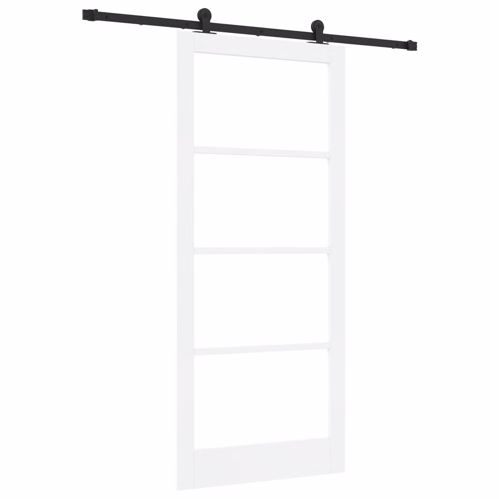 Berkfield Home Orkdal Modern Sliding Door with Hardware Set in White Lacquered Solid Wood and Glass – 2