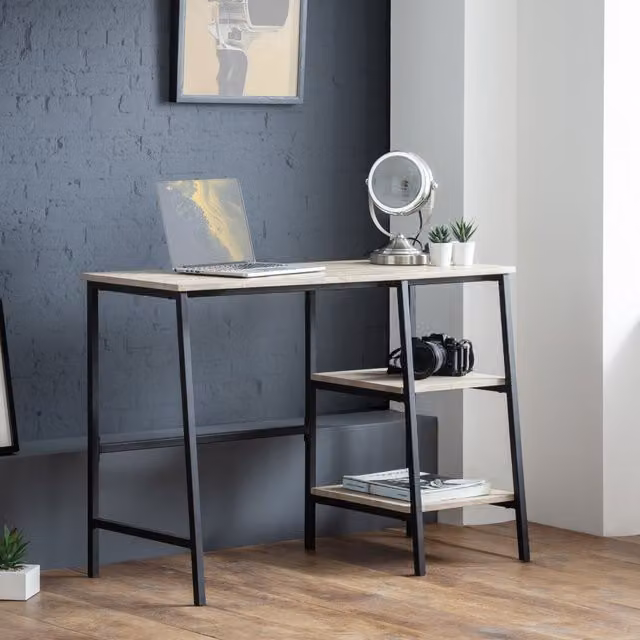 Julian Bowen Tribeca Writing Desk in Black and Sonoma Oak, W/D/H: 110.0 x 50.0 x 75.0 cm