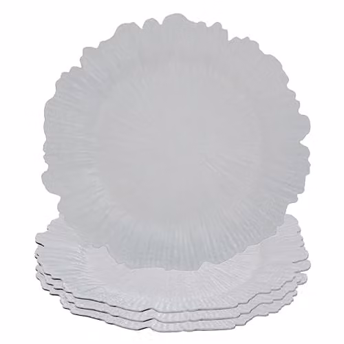 Premier Housewares Reef Charger Plate Set, White, Diameter: 33 cm, Set of 4