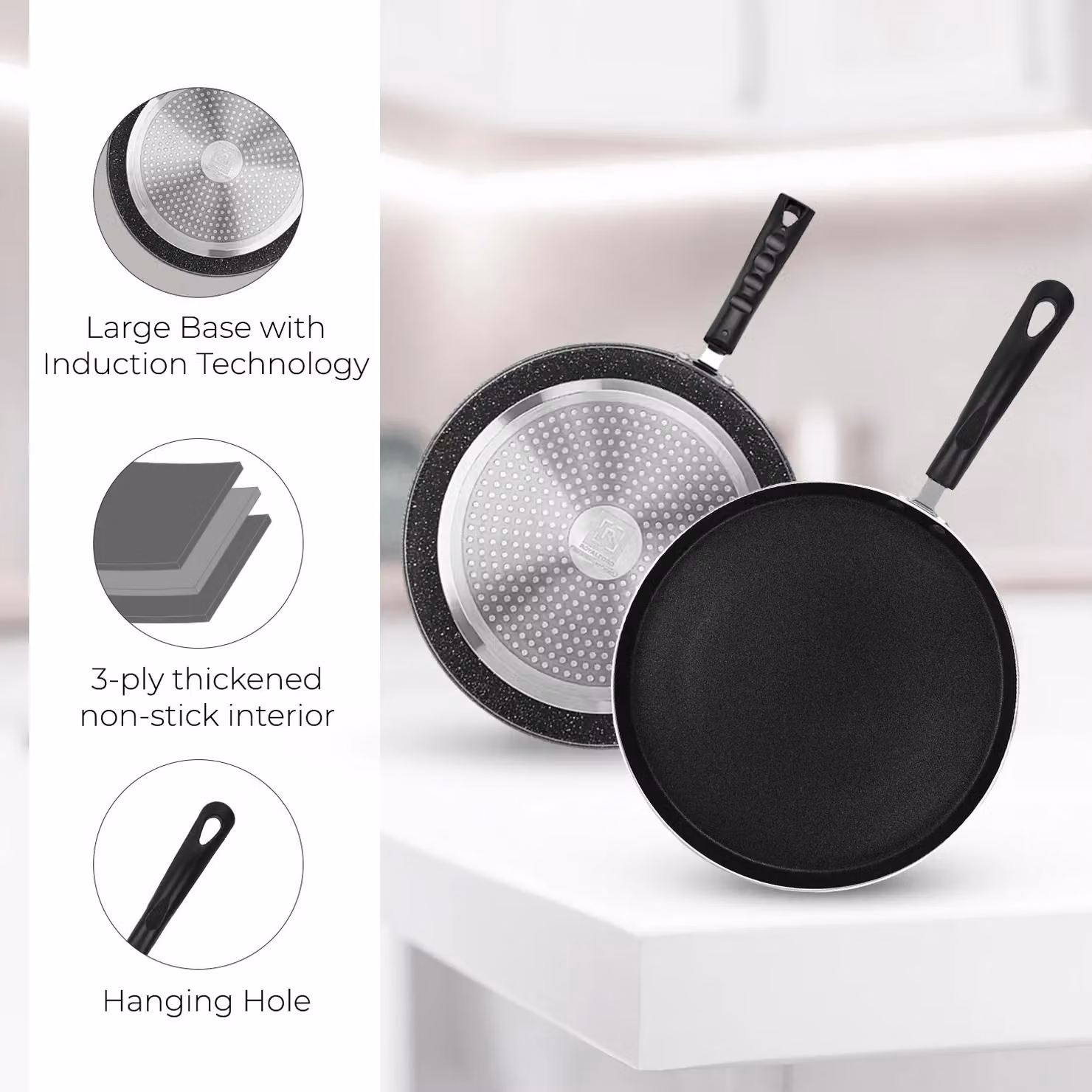 Royalford Non-Stick Crepe Pan and Dosa Tawa in Black – 3