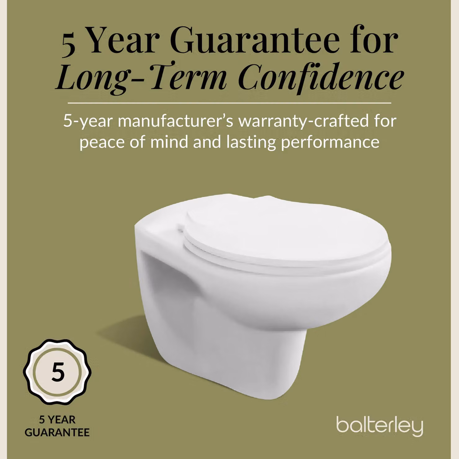Balterley Adley Modern Wall Hung Ceramic Toilet Pan, White, W: 39.0 cm, D: 35.5 cm – 3