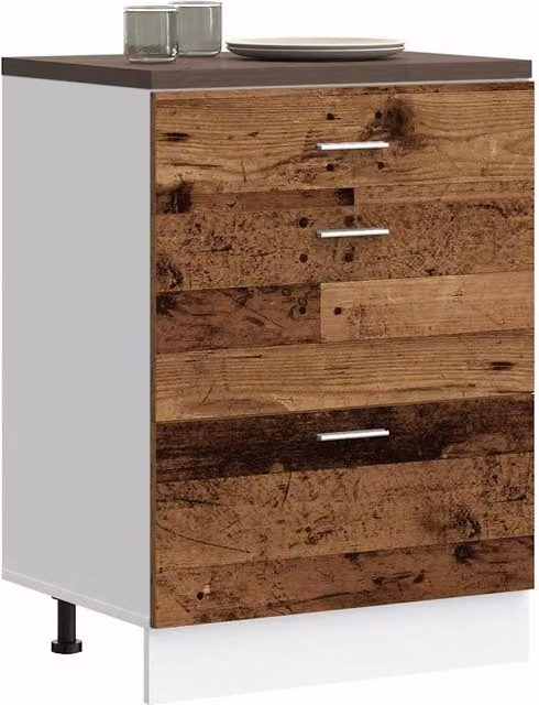 Berkfield Home Rustic Brown Kitchen Base Cabinet in Engineered Wood