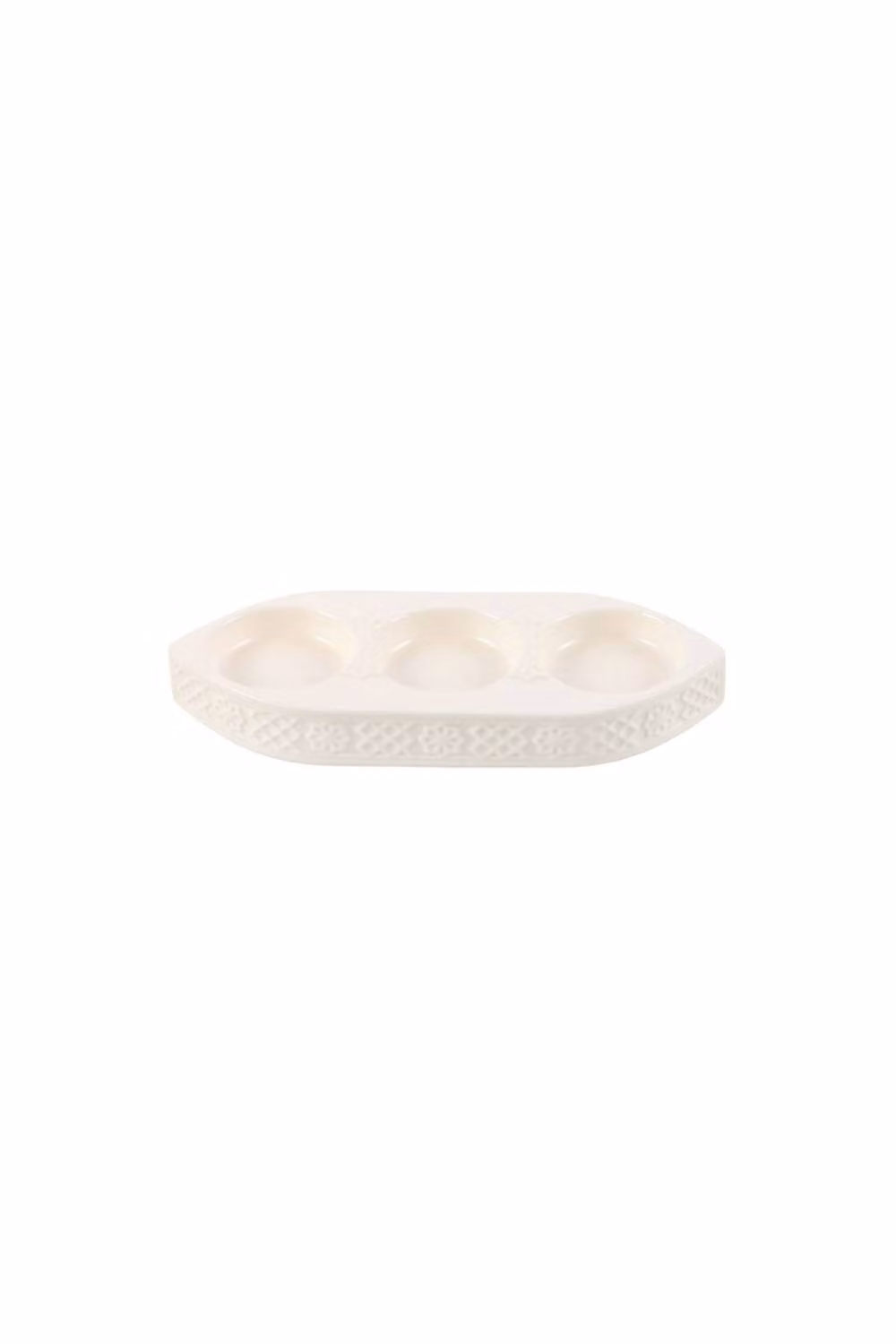KDMD Geometric Ceramic Triple Tealight Holder in White – 2