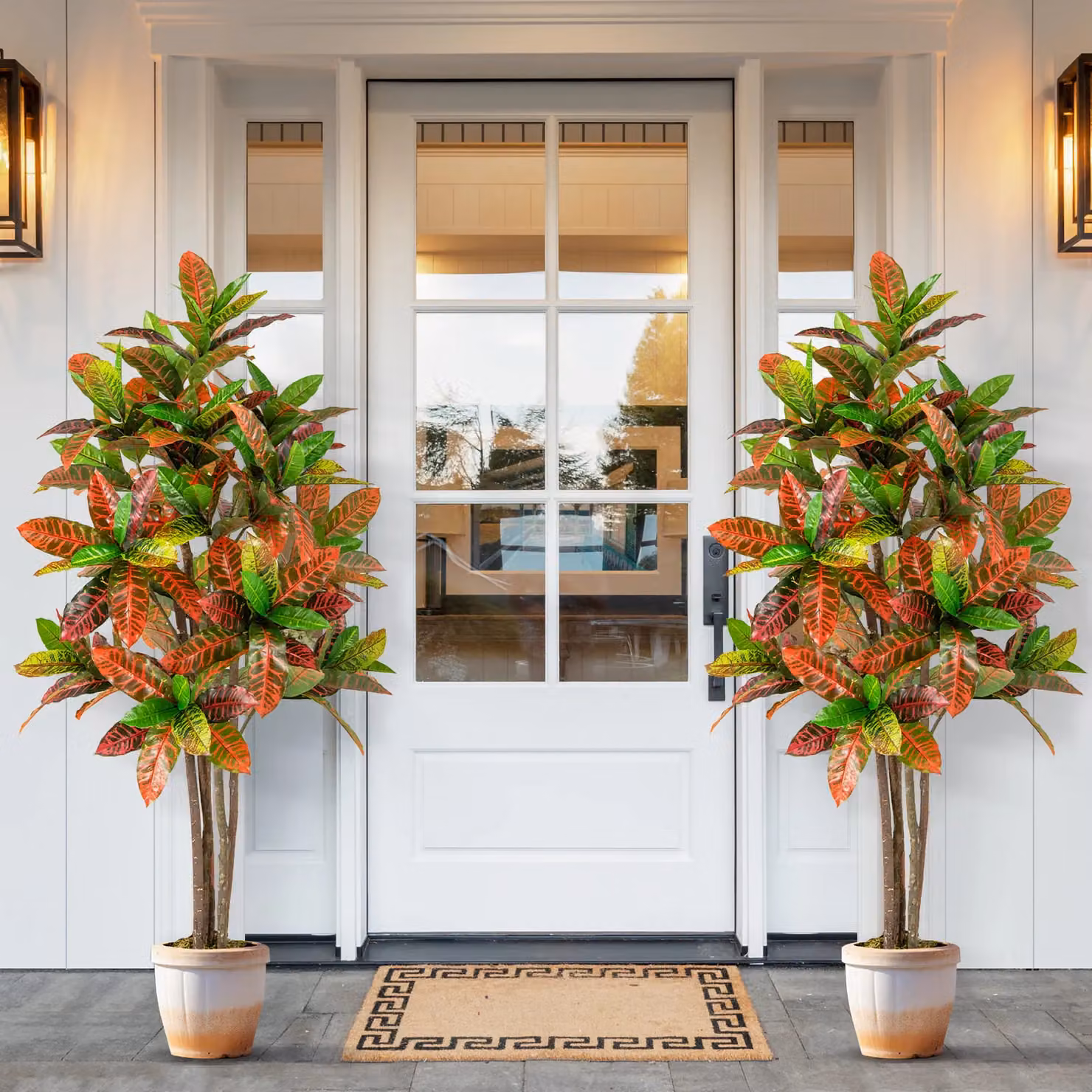 Costway Artificial Croton Potted Floor Plant Tree in Green and Multicolour, Height: 150 cm – 5