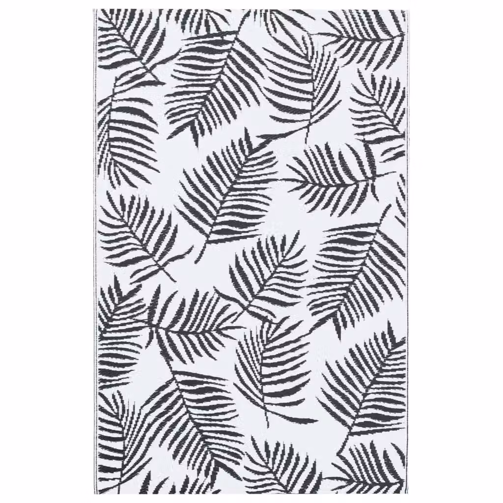 Berkfield Home Outdoor Floral Carpet in White and Black, W/D/H: 160 x 230 cm – 2