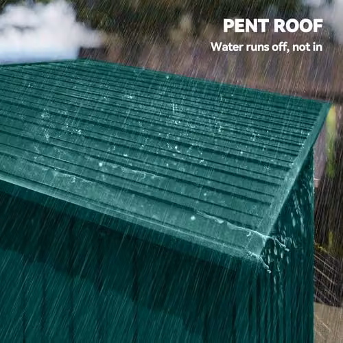 Outsunny Metal Garden Storage Shed with Sliding Doors and Roof Vent, Green, W/D/H: 159 x 106 x 181 cm – 6