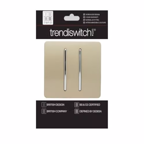 Trendi Modern Plastic 2 Gang 3 Way Intermediate Light Switch in Gold and Black – 3