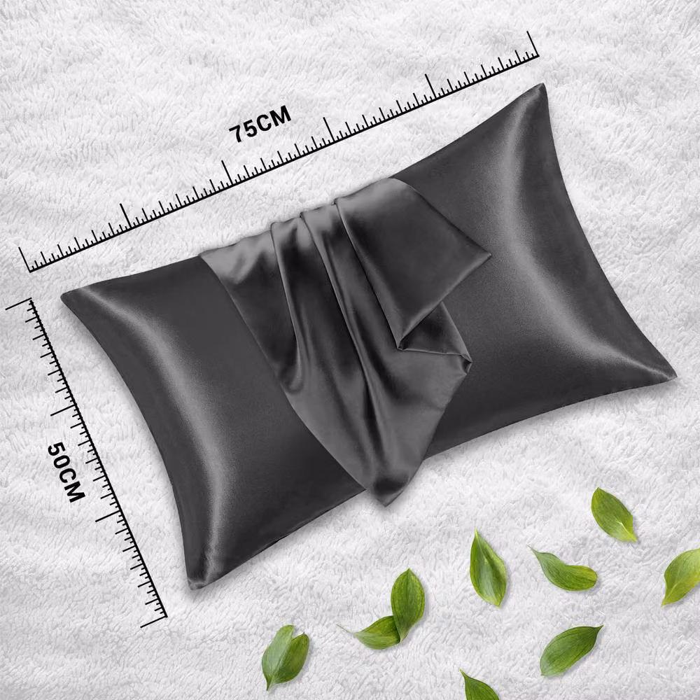 Pamposh Pack of 2 Ultra Soft Mako Satin Silk Pillowcases in Charcoal Grey – 5