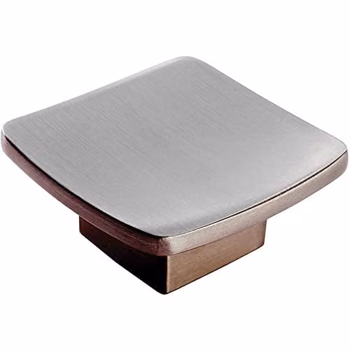 Loops Brushed Silver Square Curved Cupboard Door Knob