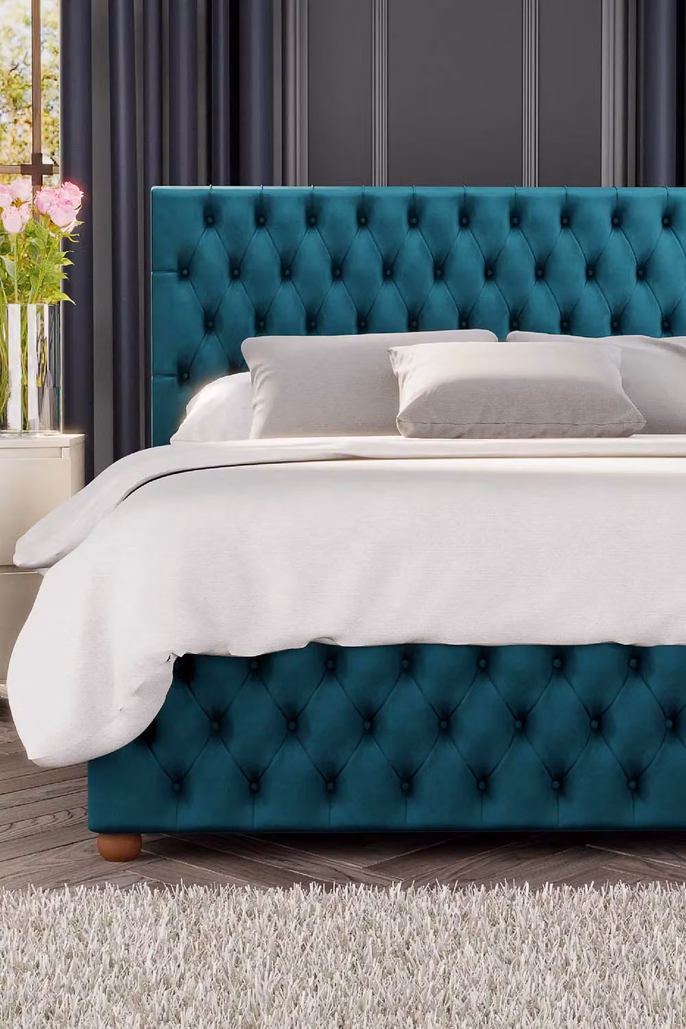 Laurence Llewelyn-Bowen Seren Ottoman Storage Bed in Emerald Green Plush Velvet Fabric, King Size (180 x 200 cm) – 3